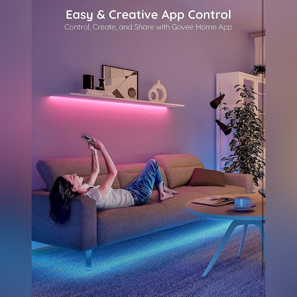 NWT Govee 100ft LED Strip Lights, Bluetooth RGB Lights, App Control, Music Sync - Picture 4 of 16